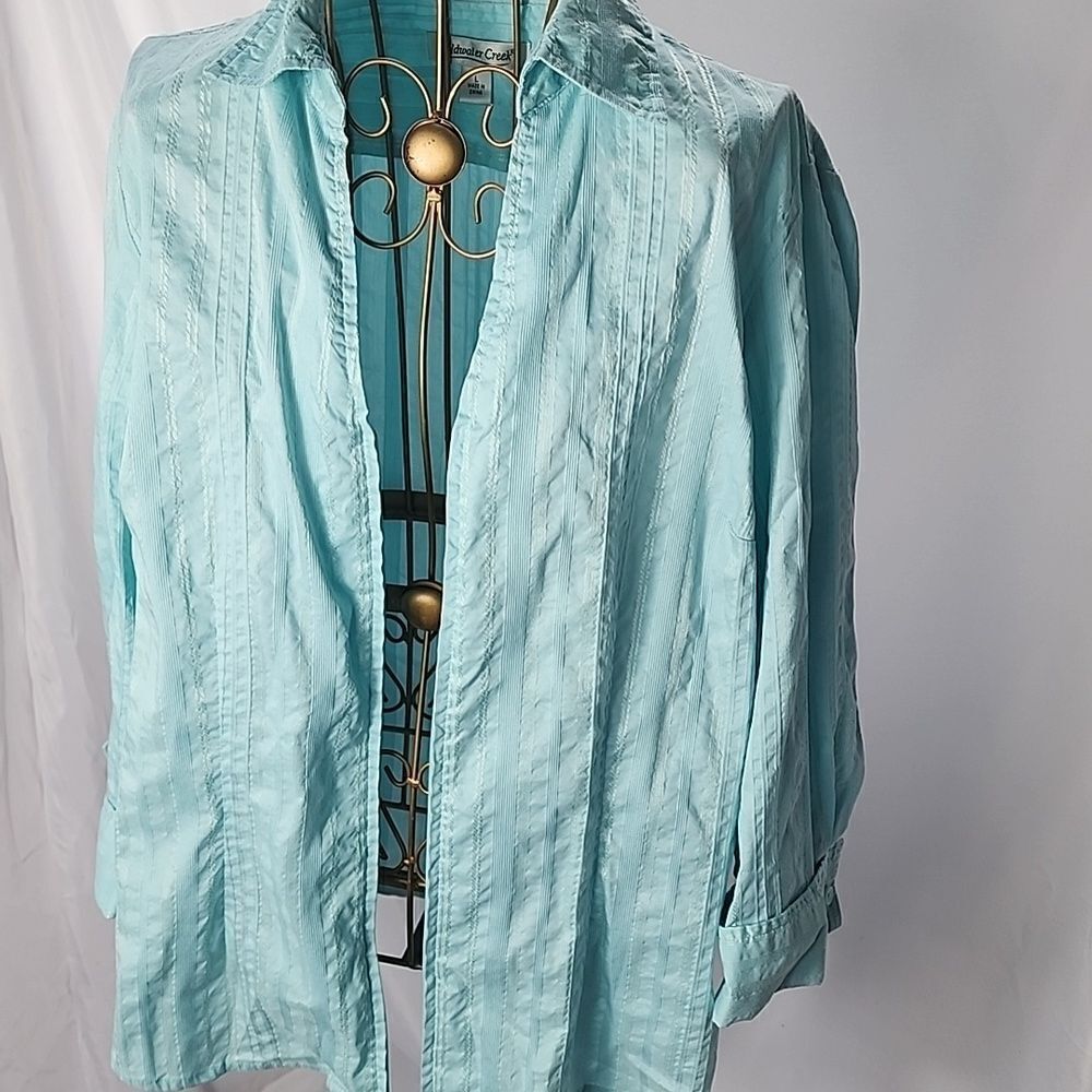 Vintage Coldwater Creek Ocean Blue Shacket Zipper Close